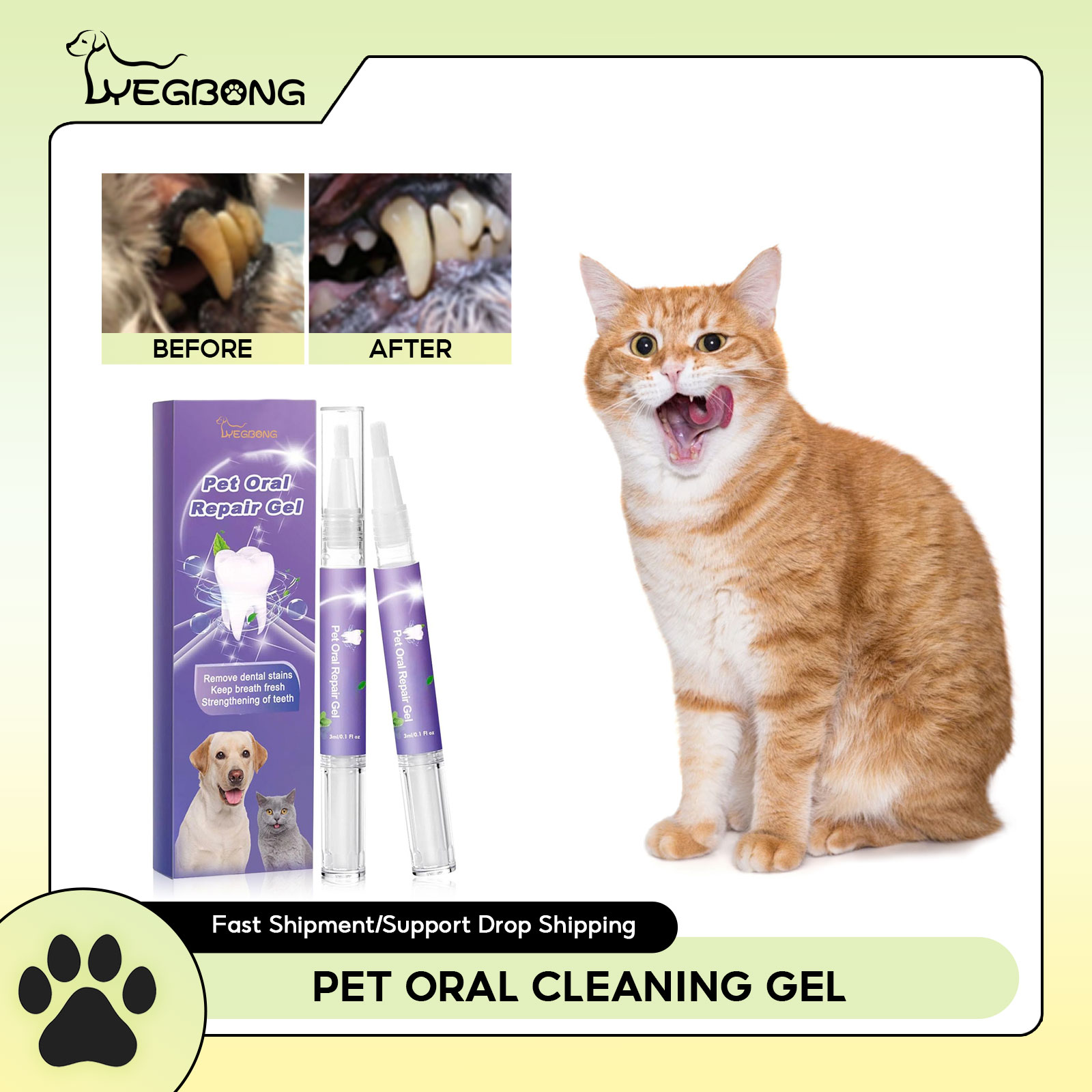 Teeth Whitening Essence - Gel de réparation orale pour animaux